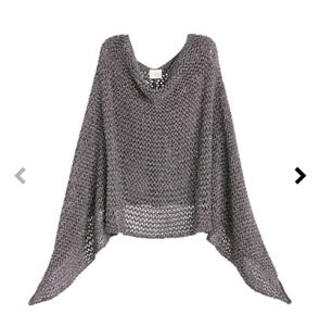 NWT CHICO'S Dominique Sutton Poncho “Skyline Steal” Metallic Dark Silver O/S